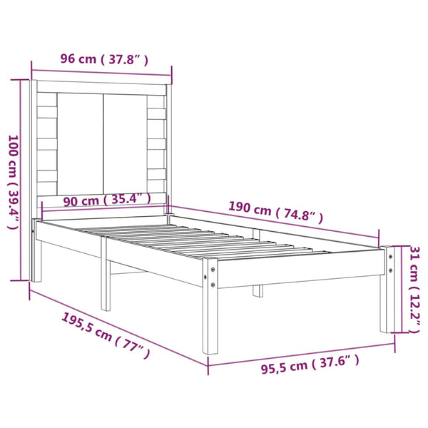 Bettgestell Codru 90x190cm (Holz Einzel)