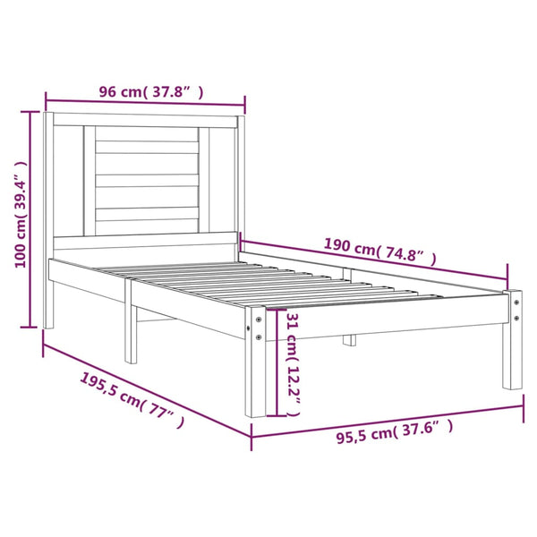 Bettgestell Getina 90x190cm (Kiefer massiv)