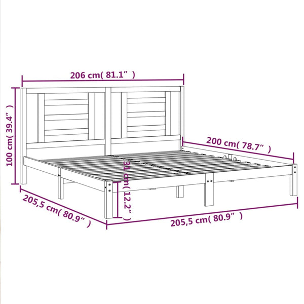 Graues Bettgestell Getina 200x200cm (Kiefer)