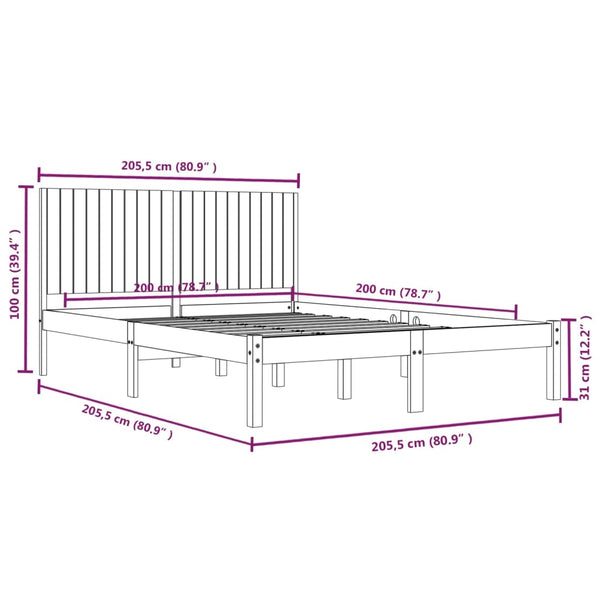 Schwarzes Bettgestell Ifteme 200x200cm (Kiefer)