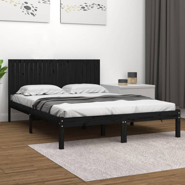 Schwarzes Bettgestell Ifteme 200x200cm (Kiefer)