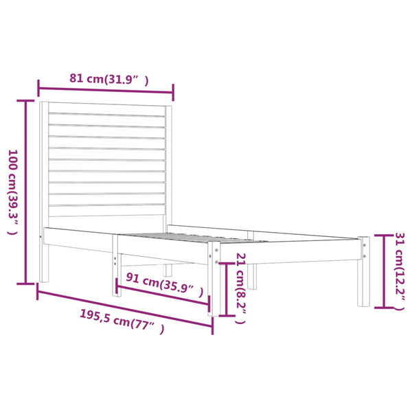 Bettgestell Essence weiß 75x190cm (Holz Einzelbett)