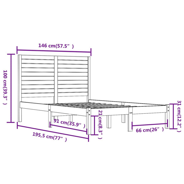 Schwarzes Bettgestell Essence 140x190cm (Holz)