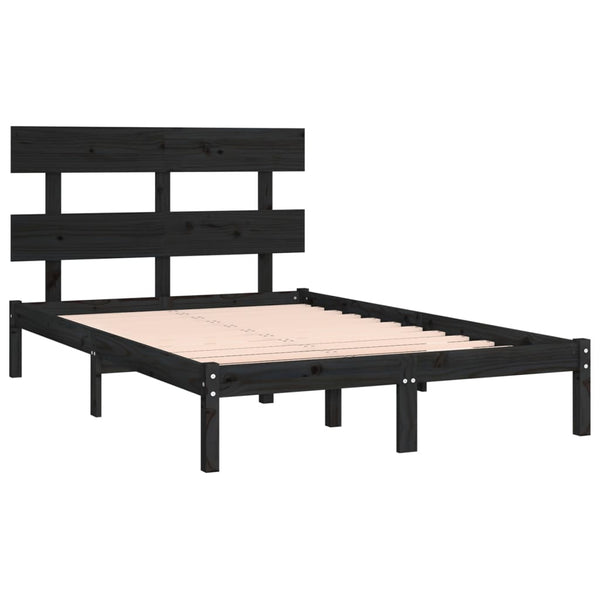 Schwarzes Bettgestell Leonidia 200x200cm (Holz)
