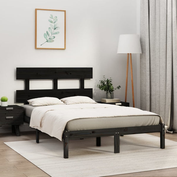 Schwarzes Bettgestell Leonidia 200x200cm (Holz)