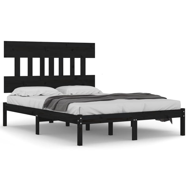 Schwarzes Bettgestell Aurama 140x190cm (Holz)