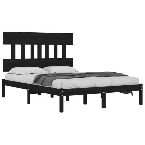 Schwarzes Bettgestell Aurama 140x190cm (Holz)