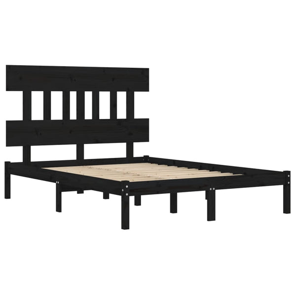 Schwarzes Bettgestell Aurama 140x190cm (Holz)