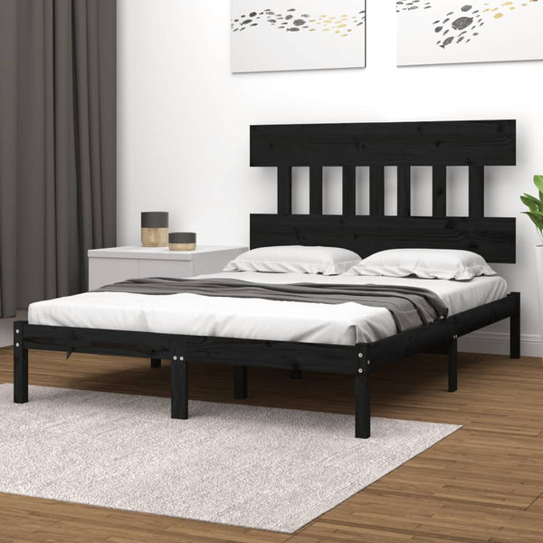 Schwarzes Bettgestell Aurama 140x190cm (Holz)