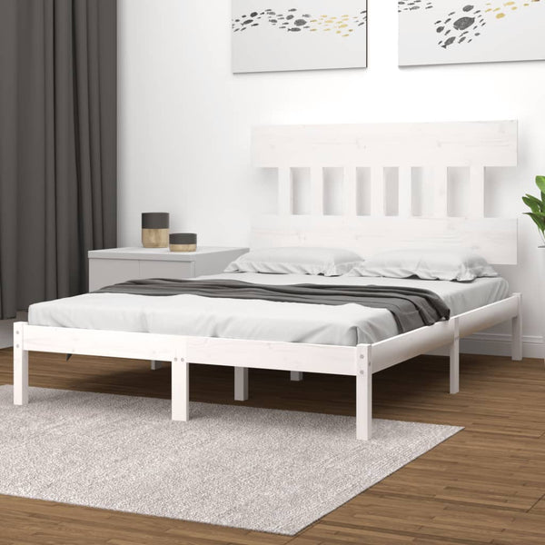 Weißes Bettgestell Aurama 200x200cm (Holz)