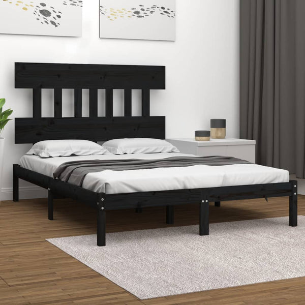 Schwarzes Bettgestell Aurama 200x200cm (Holz)