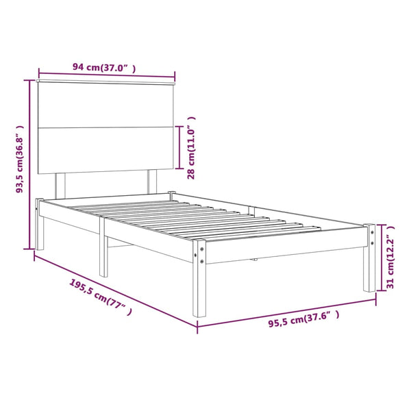 Weißer Bettrahmen Consta 90x190cm (Holz, Einzelbett)