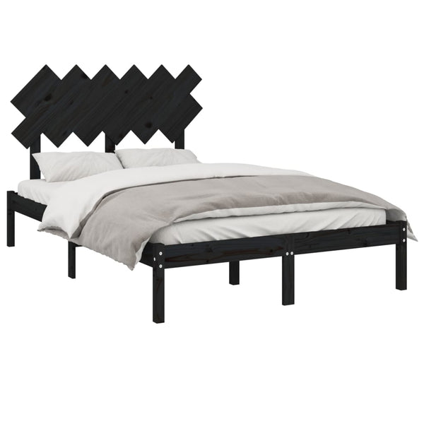 Schwarzes Bettgestell Bec 135x190cm (Doppelholz)