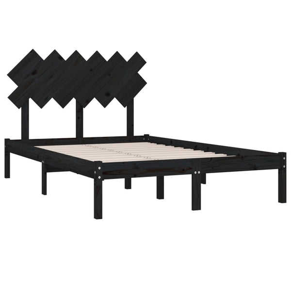 Schwarzes Bettgestell Bec 135x190cm (Doppelholz)