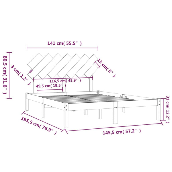 Schwarzes Bettgestell Bec 140x190cm (Holz)