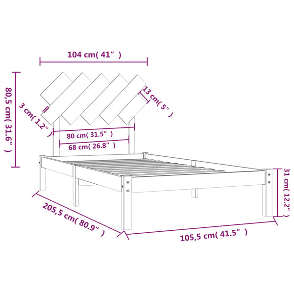 Schwarzes Bettgestell Bec 100x200cm (Holz)