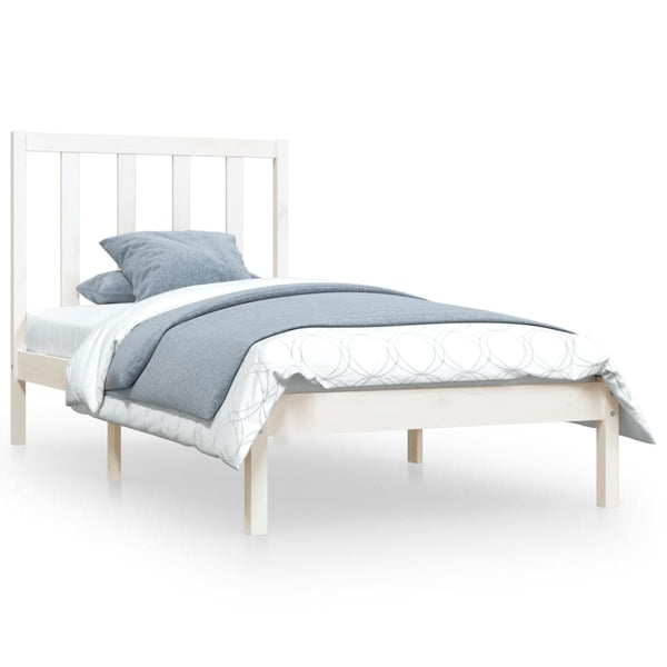 Weißes Bettgestell Elmiea 75x190cm (Kiefer, kleines Einzelbett)