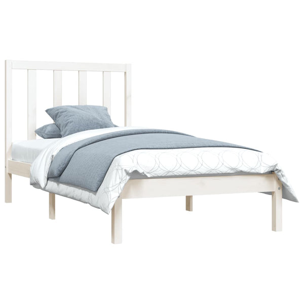 Weißes Bettgestell Elmiea 75x190cm (Kiefer, kleines Einzelbett)