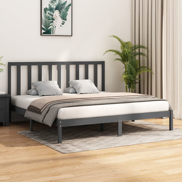 Graues Bettgestell Elmiea 200x200cm (Kiefer)