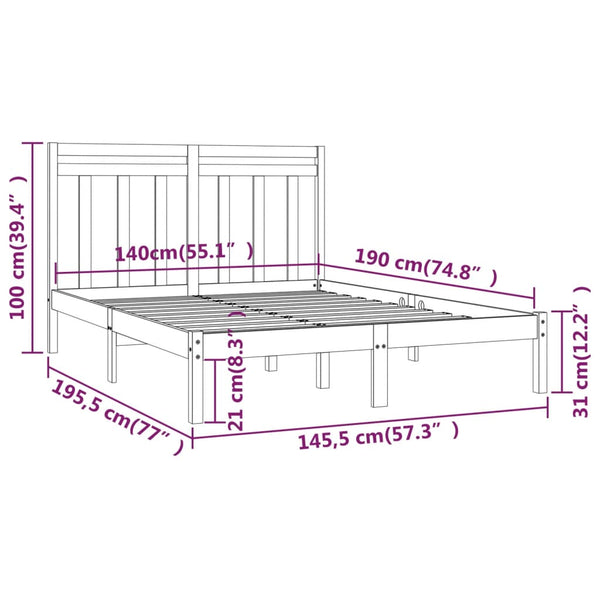 Schwarzes Bettgestell Loren 140x190cm (Holz)
