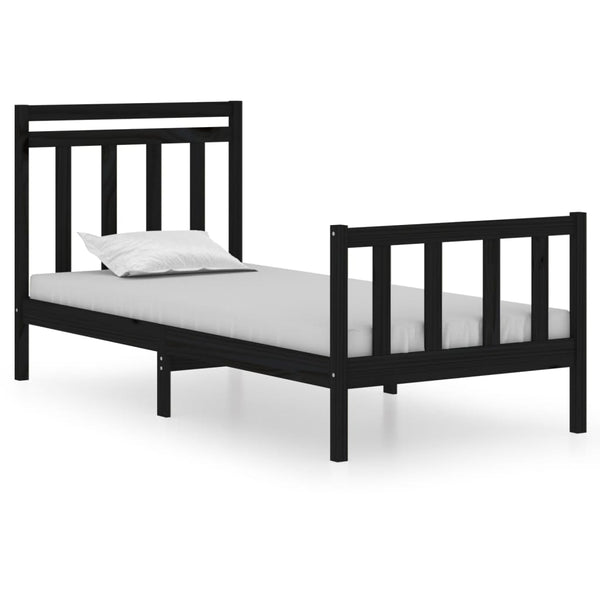 Schwarzes Bettgestell Lotty 75x190cm (Holz extra kleines Einzelbett)