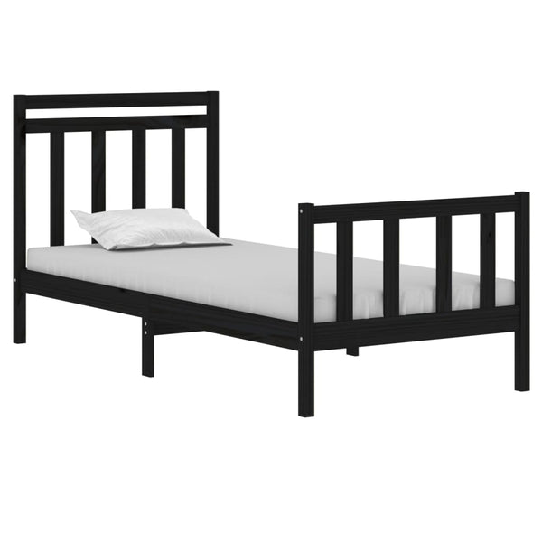 Schwarzes Bettgestell Lotty 75x190cm (Holz extra kleines Einzelbett)