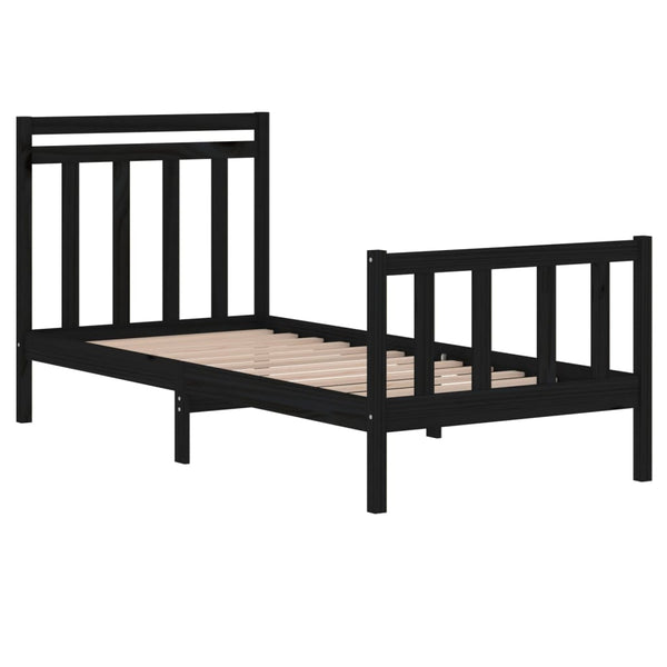 Schwarzes Bettgestell Lotty 75x190cm (Holz extra kleines Einzelbett)