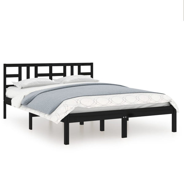 Schwarzes Bettgestell Strutu 140x190cm (Holz)