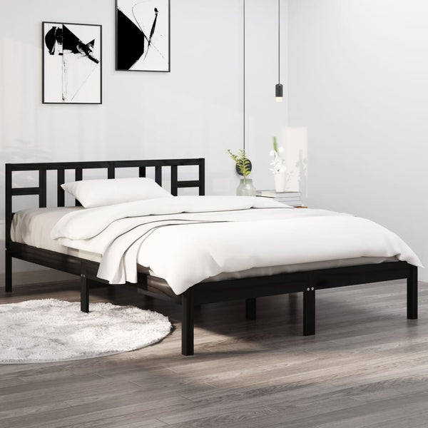 Bettgestell Strutu, schwarz, 200x200 cm (Holz)