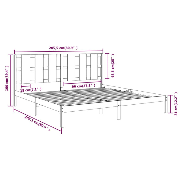 Graues Bettgestell Tiganu 200x200cm (Kiefer)