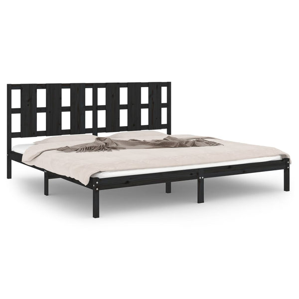 Schwarzes Bettgestell Tiganu 200x200cm (Kiefer)