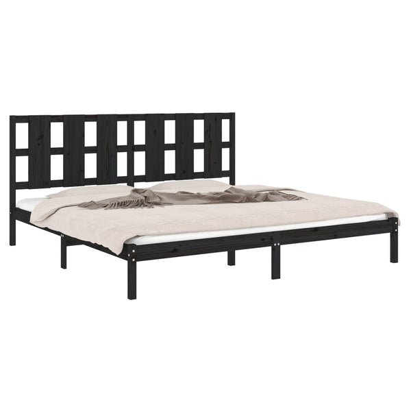 Schwarzes Bettgestell Tiganu 200x200cm (Kiefer)