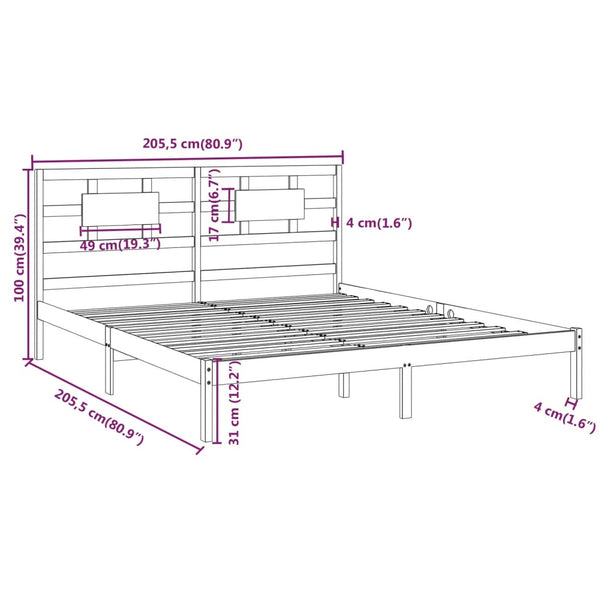 Graues Bettgestell Matioc 200x200cm (Holz)