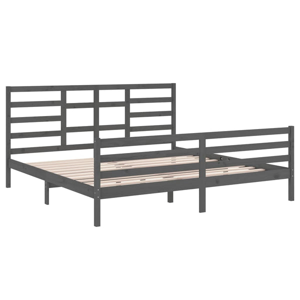 Graues Bettgestell Ioansuc 200x200cm (Holz)