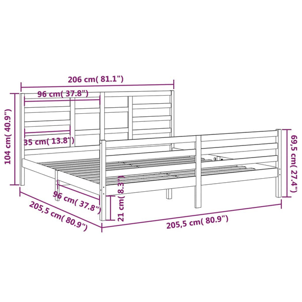 Graues Bettgestell Ioansuc 200x200cm (Holz)