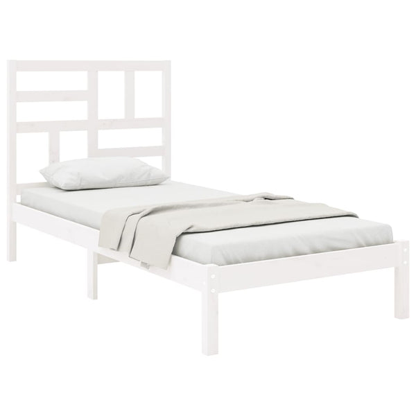 Weißes Bettgestell Marigena 75x190cm (Holz, kleines Einzelbett)