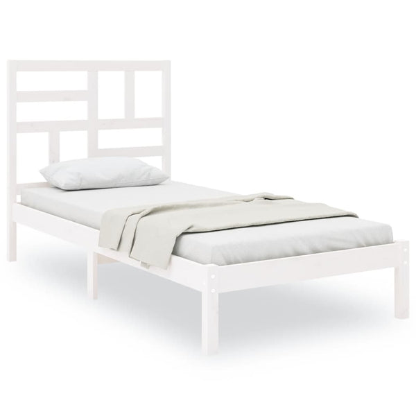 Weißes Bettgestell Marigena 90x190cm (Holz Einzelbett)