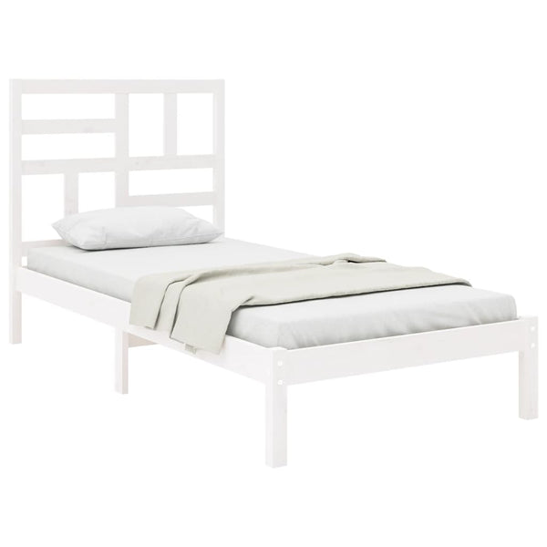 Weißes Bettgestell Marigena 90x190cm (Holz Einzelbett)