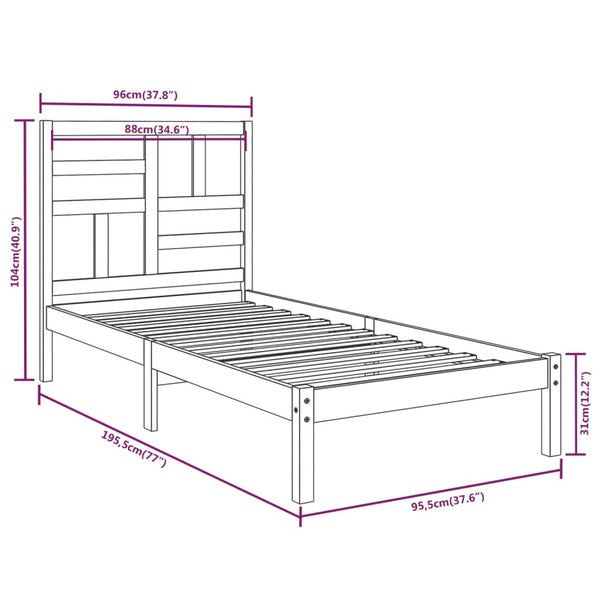 Weißes Bettgestell Marigena 90x190cm (Holz Einzelbett)