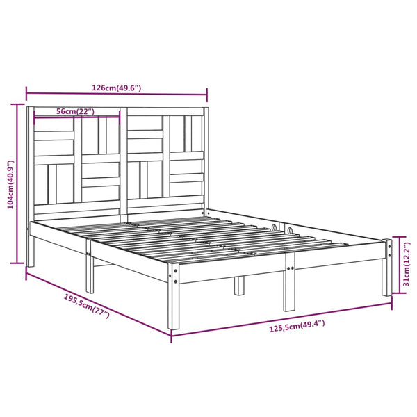 Bettgestell Marigena 120x190cm (Holz, kleines Doppelbett)