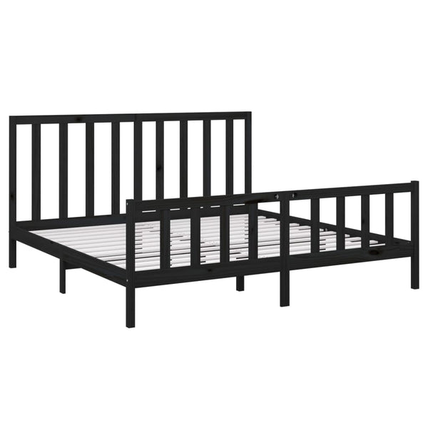 Schwarzes Bettgestell Dehelea 200x200cm (Kiefer)