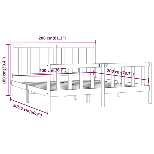 Grauer Bettrahmen Tofana 200x200cm (Holz)