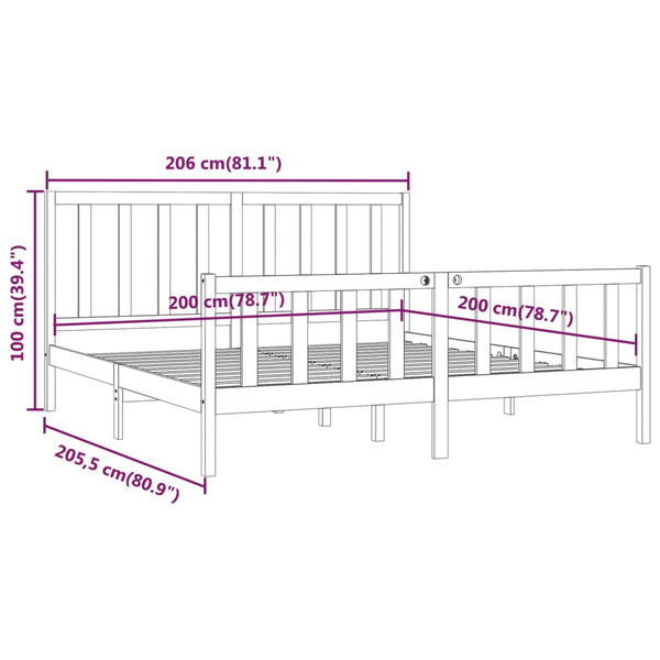 Schwarzes Bettgestell Tofana 200x200cm (Holz)
