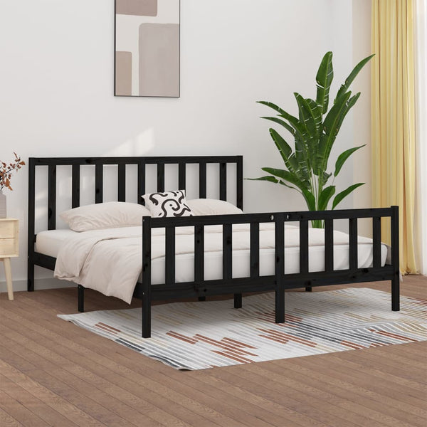 Schwarzes Bettgestell Tofana 200x200cm (Holz)