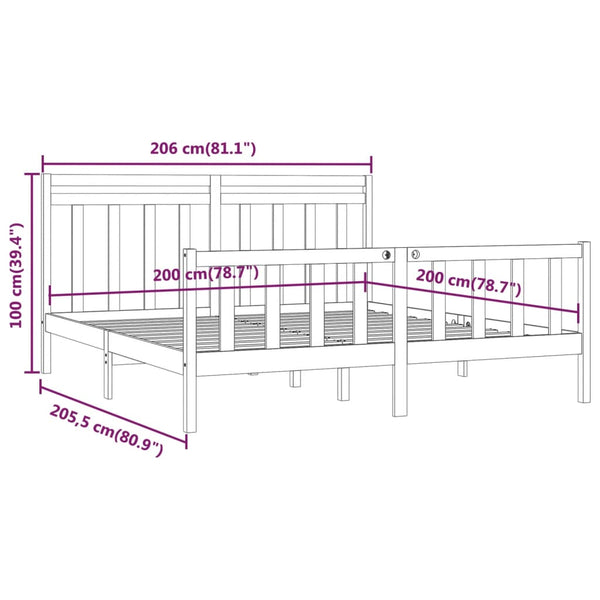 Graues Bettgestell Flos 200x200cm (Kiefer)