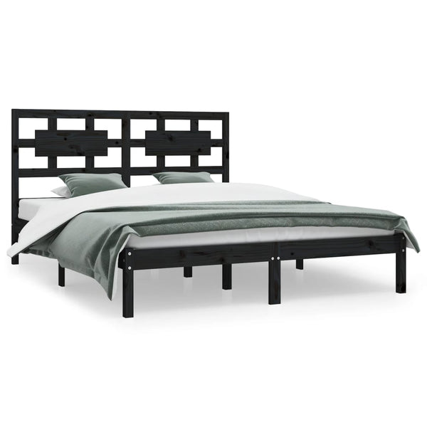 Schwarzes Bettgestell Freddie 200x200cm (Kiefer)