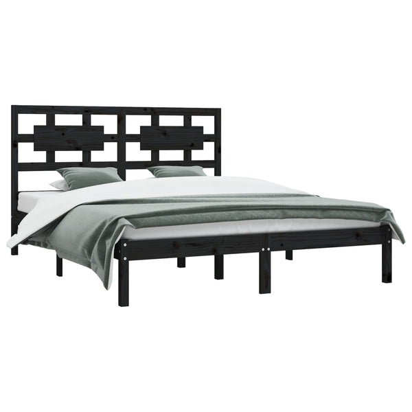 Schwarzes Bettgestell Freddie 200x200cm (Kiefer)