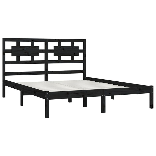 Schwarzes Bettgestell Freddie 200x200cm (Kiefer)