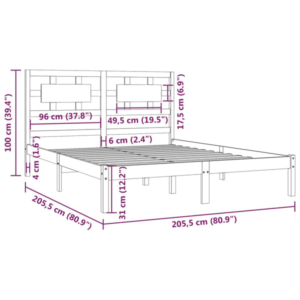 Schwarzes Bettgestell Freddie 200x200cm (Kiefer)