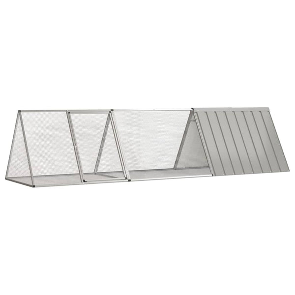 Grauer Kaninchenkäfig Vladiu 302,5x80,5x71cm (verzinkter Stahl)